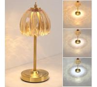 UNIMIW Tulip Table Lamp with 5200mAh Battery & Touch Control, Cordless Small Table Lamp with 3 Colors, Dimmable Rechargeable Table Lamps for Living Room, Bedroom, Desk, Bedside,Patio (Amber)