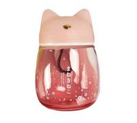 Unimoety Small Glass Juice Bottle with Lid, 10 oz Cute Water Bottle with Handle,Cute Milk Cup Coffee Mug Juicing Drinking Jar for Fruit Drinks,Tea,Beverage,Hot & Cold Drinks (Cat Ear, Pink)