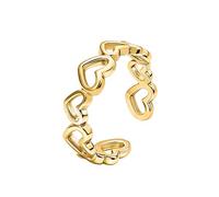 Unimooie Love Ring Gold-Plated Stainless Steel with Openwork Hearts in Heart Shape Simple Polished Burr Free Comfortable for Mother Wife Girlfriend or Yourself