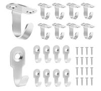 UNINGYI 20 Pcs Silver Metal Hooks, Two Types of Coat Hooks, with Fixing Screws Pack, for Hanging, Door & Wall Mountable for Bathroom Bedrooms Hanging Clothes Robe Towel Kitchen（Silver）