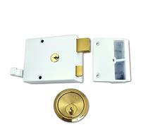 UNION 1332 Drawback Rimlock - 60mm White Case - Brass Cyl