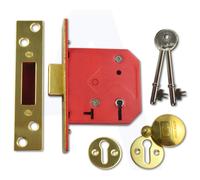 Union J2101-PL-2.50 2101 5 Lever Mortice Deadlock Satin Brass Finish 65Mm 2.5In Box