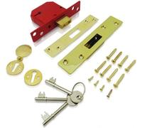 UNION J2134E-PL-3.00 5 Lever BS Mortice Deadlock Satin Brass Finish 79.5mm 3in Box