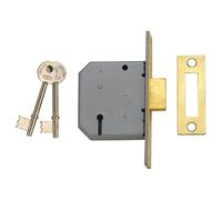 UNION Mortice Deadlock 2177 – 3-Lever, Satin Chrome, 65mm (2.5in) – Boxed