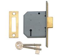 Union 2177 Brass Face 3 Lever Mortice DeadLock 64mm Case Depth