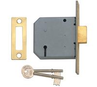Union 2177 Brass Face 3 Lever Mortice DeadLock 75mm Case Depth