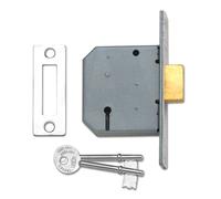 UNION Mortice Deadlock 2177 – 3-Lever, Satin Chrome, 65mm (2.5in) – Boxed