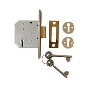 Union 2177 Polished Brass Mortice Deadlock - 65mm 3 Lever Security Lock