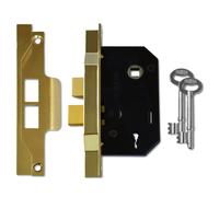 UNION Mortice Rebated Sash Lock 2242 (Y2242-EB-2.50) 2-Lever Electro 65.5mm Brass Visi Pack