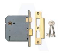 Union Mortice Sash Lock 2277 – 3-Lever 65mm Polished Brass – Boxed Pack
