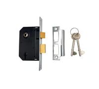 Union Essentials 3 Lever Mortice Sashlock, Steel, Reversible Latch, Internal Timber Doors, with Strike Plate and Keys (Chrome, 3 inch /79mm, Bagged)