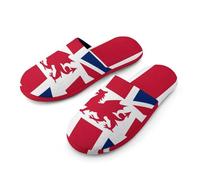 Union Flag Wales Flannel Men's Slip-on Slippers Winter Warm House Shoes with Rubber Sole for Home Hotel
