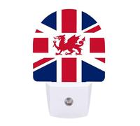 Union Flag Wales Night Lights with Smart LED Sensor Plug in Lighting for Bedroom Bathroom Kitchen