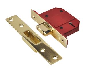 Union J2100S-PL-2.5 Strongbolt 2100S Bs 5 Lever Mortice Deadlock 68Mm 2.5In Satin Brass Box