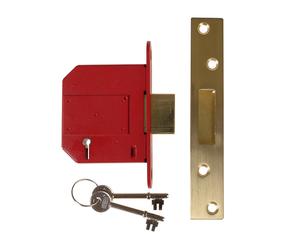 Union J2100S-PL-3.0 Strongbolt 2100S Bs 5 Lever Mortice Deadlock 81Mm 3In Satin Brass Box