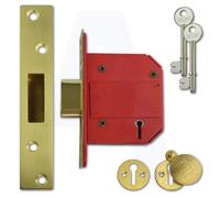 Union J2100S-PL-2.5 Strongbolt 2100S Bs 5 Lever Mortice Deadlock 68Mm 2.5In Satin Brass Box