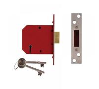 UNION J2101-SC-2.50 5 Lever Mortice Deadlock Satin Chrome Finish 65mm 2.5in Box