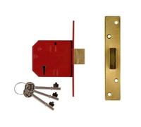 Union Mortice Deadlock J2134E 5-Lever BS 67 mm (2.5 in) Satin Brass Finish - Boxed