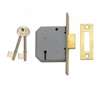 UNION J2177-PL-2.50 3 Lever Mortice Deadlock Polished Brass 65mm 2.5in Box