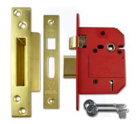 Union J2200S-PL-3.0 Strongbolt 2200S Bs 5 Lever Mortice Sashlock Satin Brass 81Mm Box