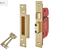 Union J2200S-PL-2.5 Strongbolt 2200S Bs 5 Lever Mortice Sashlock Satin Brass 68Mm Box