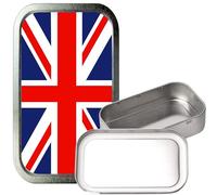 Union Jack 1oz Silver Rectangular tin, Airtight Storage Container, Pill Box, Pocket Gift Tin