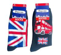 Union Jack 2 Pairs Men's Socks - London Bus & British Flag Socks