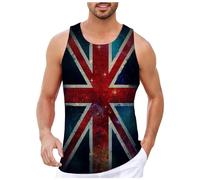 Union Jack 2024 Men Shirt Queen Platinum Jubilee Summer Shirt Short Sleeve Solid Shirt Men's Linen Shirt Beach Tops Britain Union Jack Grunge Flag Collarless Short Sleeve Stylish Athletic Tshirts