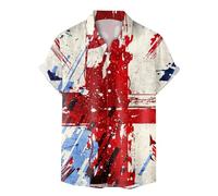Union Jack 2024 Men's Shirts United Kingdom Britain England Short Sleeve Casual Summer Aloha Floral Flower Shirts for Beach Holiday Regular Fit Britain Union Jack Grunge Flag Funny Tshirts