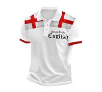 Union Jack 6 Pack Mens Regular Fit Classic Collar Polo T Shirts Short Sleeve Sports Golf Pique Polo Shirt Summer Tee Tops United Kingdom England Flag Print Sportwear (White,M)