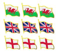 Union Jack Badge Flag of United Kingdom Pin Badges - Patriotic Union Flag Souvenir (3 Wales&3 U K &3 England)