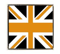 Union Jack Black & Gold Silver Colour Square Badge With A Velveteen Bag