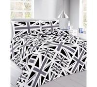 (Union Jack Black, Single) Printed Duvet Cover set With Pillow Cases