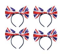 Union Jack Bow Headband, British Flag Hair Accessory for Women, Blue Hair Bands for UK Events, Comfortable Fabric Headwear for Street Parties and Festivals, 21.5cm x 22.5cm