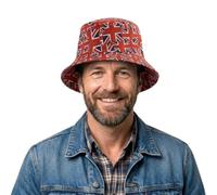 Union Jack Bowler Hats - Patriotic VE Day British Red/White/Blue Hat, Double-Side Reversible British Flag Bucket Cap (1Pack-C)
