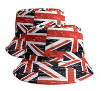 Union Jack Bowler Hats - Patriotic VE Day British Red/White/Blue Hat, Double-Side Reversible British Flag Bucket Cap (2Pack-E)