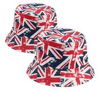 Union Jack Bowler Hats - Patriotic VE Day British Red/White/Blue Hat, Double-Side Reversible British Flag Bucket Cap (2Pack-B)