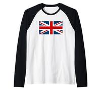 Union Jack British Flag Britain Grunge Effect Men's Women's Raglan Baseball Tee