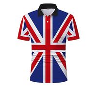 Union Jack British Flag Golf Polo Shirt - Men's V Neck Short Sleeve Muscle T-Shirt