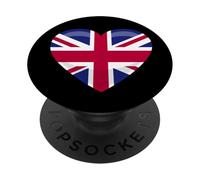 Union Jack British Flag Heart British Isles Men's Women's PopSockets Adhesive PopGrip