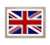 Union Jack British Flag No.3 Modern Framed Print | A2 Oak Framed Wall Art | Ready to Hang | Modern Flag Picture | Living Room Bedroom Lounge Office