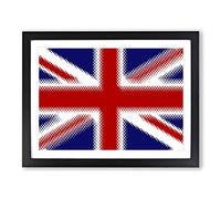 Union Jack British Flag No.3 Modern Framed Print | A3 Black Framed Wall Art | Ready to Hang | Modern Flag Picture | Living Room Bedroom Lounge Office