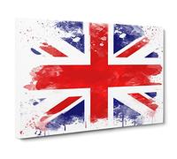 Union Jack British Flag No.4 V3 Modern Canvas Wall Art Print Ready to Hang, Framed Picture for Living Room Bedroom Home Office Décor, 20x14 Inch (50x35 cm)