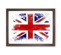 Union Jack British Flag No.4 V3 Modern Framed Print | A3 Walnut Framed Wall Art | Ready to Hang | Modern Flag Picture | Living Room Bedroom Lounge Office