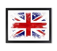Union Jack British Flag No.4 V3 Modern Framed Wall Art Print, Ready to Hang Picture for Living Room Bedroom Home Office Décor, Black A4 (34 x 25 cm)