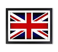 Union Jack British Flag No.5 Modern Framed Print | A3 Black Framed Wall Art | Ready to Hang | Modern Flag Picture | Living Room Bedroom Lounge Office