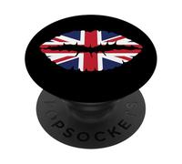 Union Jack British Flag Torn Effect Lips British Isles PopSockets Adhesive PopGrip