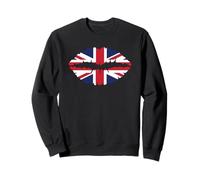 Union Jack British Flag Torn Effect Lips British Isles Sweatshirt
