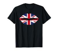 Union Jack British Flag Torn Effect Lips British Isles T-Shirt