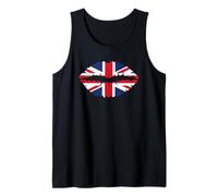 Union Jack British Flag Torn Effect Lips British Isles Tank Top
